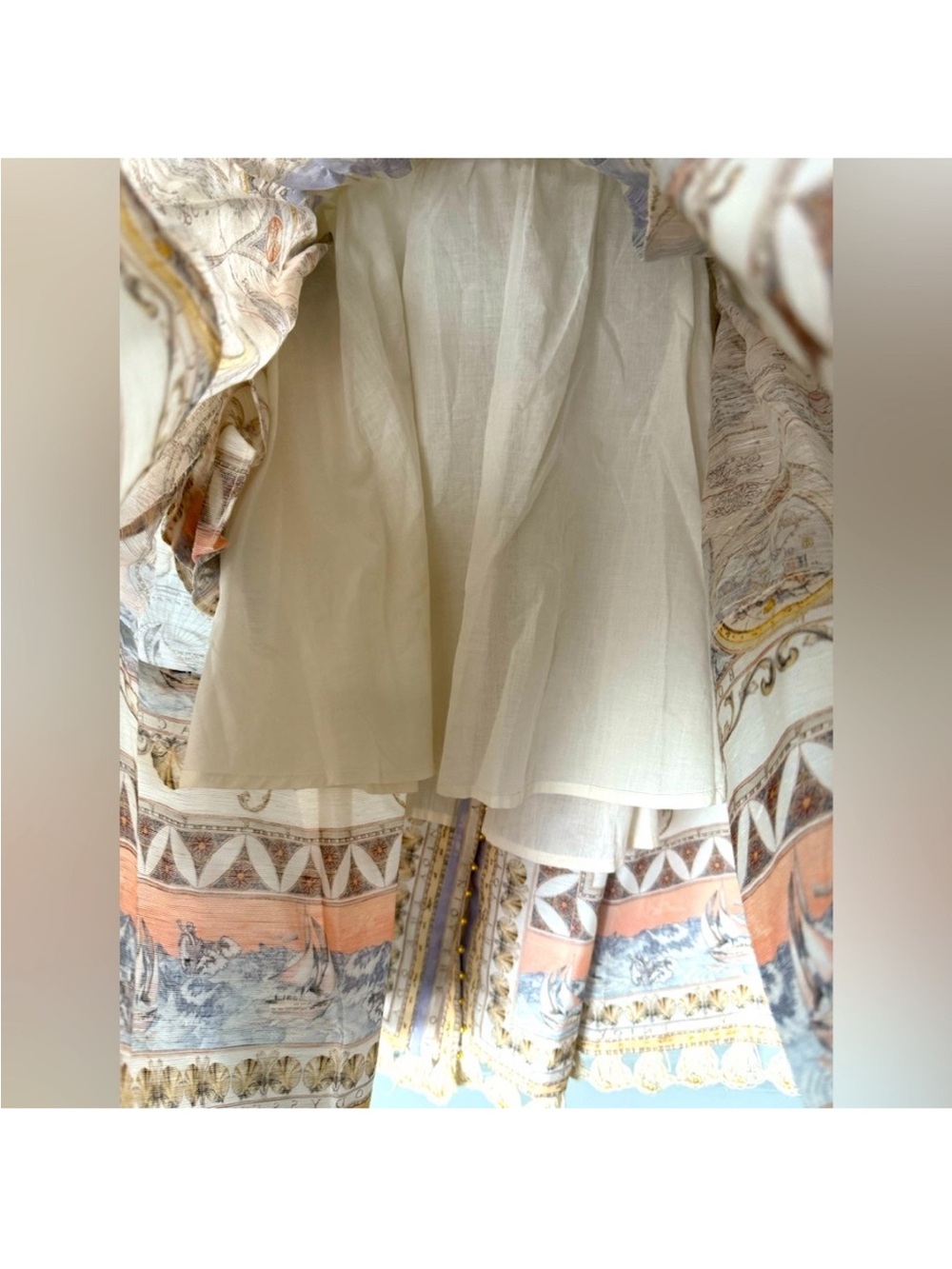 High tide Zimmerman odyssey Puff-Sleeve Mini Dress in Cream & Pastel - Picture 9 of 9